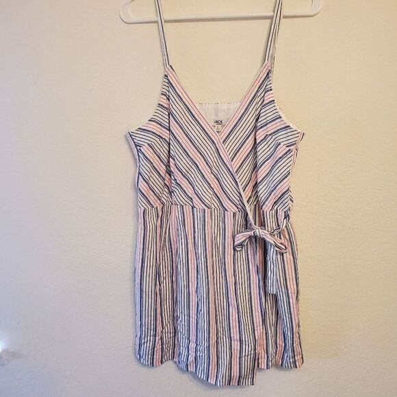 NWT BB Dakota striped wrap style romper L - Picture 2 of 14
